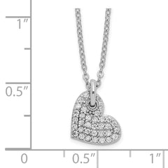 Sterling Silver Rhodium-plated Polished CZ Heart Necklace QG6076-18
