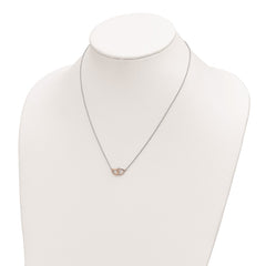 Sterling Silver Rhodium-plated Rose Tone Polished Hearts Necklace QG6083-18