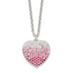 Sterling Silver 18+2in w/ext. Pink, Red & Clear CZ Heart Necklace QG6085-18
