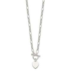Sterling Silver Polished Heart Charm Fancy Link Necklace QG6087-18