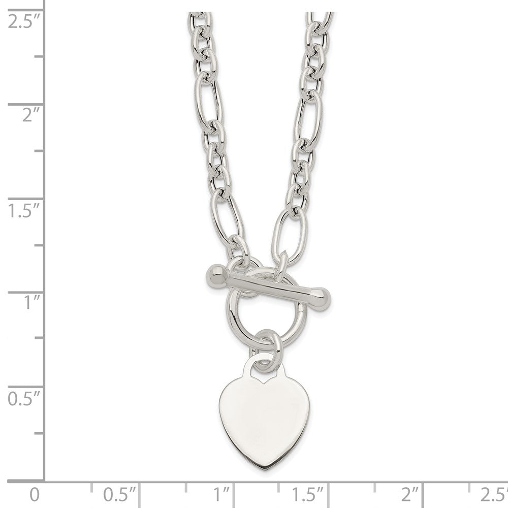 Sterling Silver Polished Heart Charm Fancy Link Necklace QG6087-18