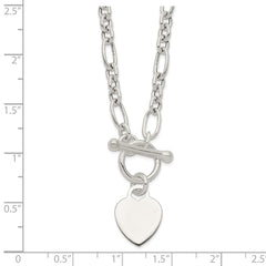 Sterling Silver Polished Heart Charm Fancy Link Necklace QG6087-18
