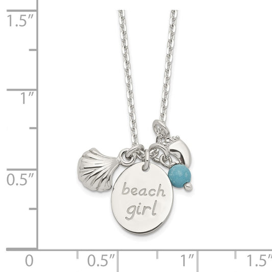 Sterling Silver Turquoise Bead and Shell Beach Girl Necklace QG6172-16