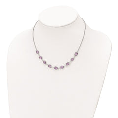 Sterling Silver Rhod-plated 13.5AM Amethyst w/2 in ext. Necklace QG6223AM-17