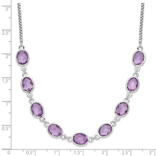 Sterling Silver Rhod-plated 13.5AM Amethyst w/2 in ext. Necklace QG6223AM-17