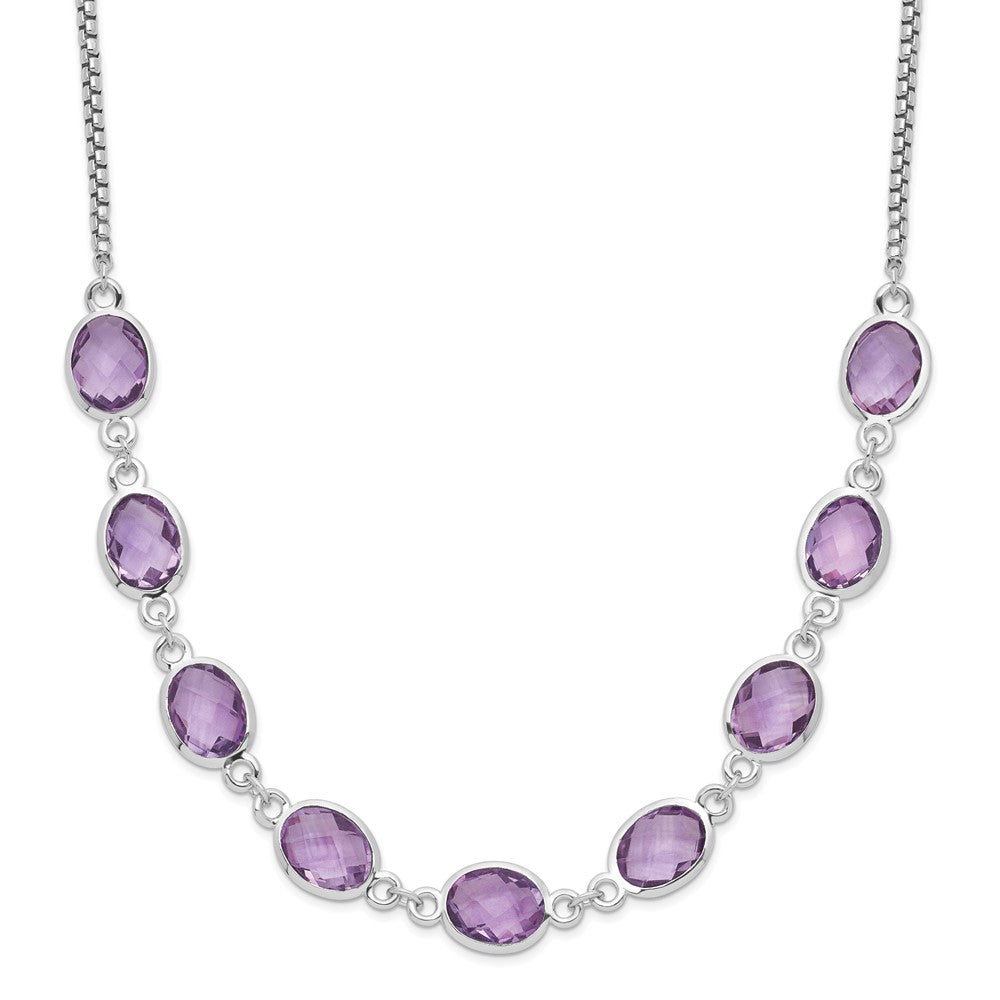 Sterling Silver Rhod-plated 13.5AM Amethyst w/2 in ext. Necklace QG6223AM-17