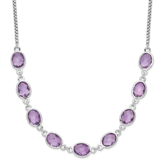 Sterling Silver Rhod-plated 13.5AM Amethyst w/2 in ext. Necklace QG6223AM-17