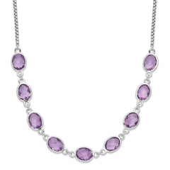 Sterling Silver Rhod-plated 13.5AM Amethyst w/2 in ext. Necklace QG6223AM-17