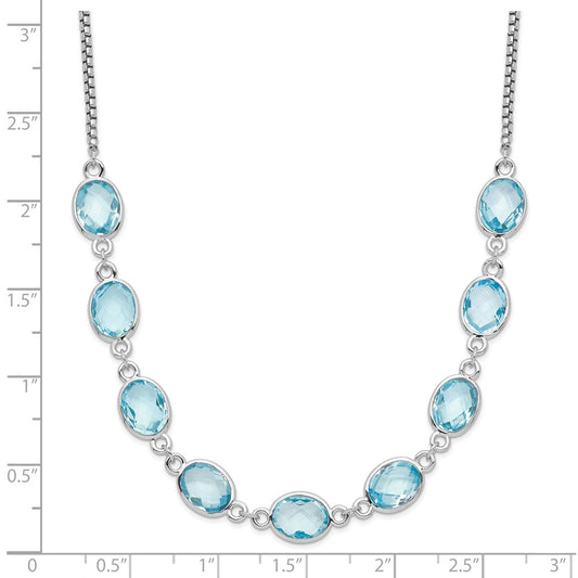 Sterling Silver Rhodium-plated Polished Blue Topaz w/2 in ext. Necklace QG6223BT-17