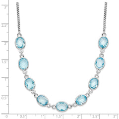 Sterling Silver Rhodium-plated Polished Blue Topaz w/2 in ext. Necklace QG6223BT-17