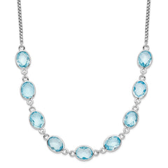 Sterling Silver Rhodium-plated Polished Blue Topaz w/2 in ext. Necklace QG6223BT-17