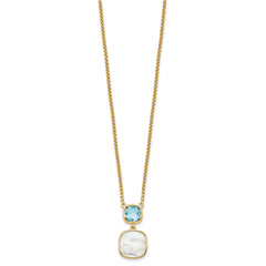 Sterling Silver Gold-plated 1.95BT Blue Topaz & MOP w/2 in ext. Necklace QG6224BT-16