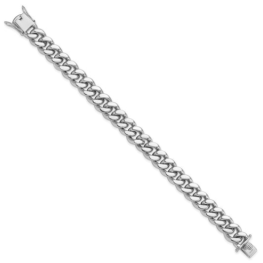 Sterling Silver Rhodium-plated Curb Link Men's 8.5in Bracelet QG6233-8.5