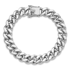 Sterling Silver Rhodium-plated Curb Link Men's 8.5in Bracelet QG6233-8.5