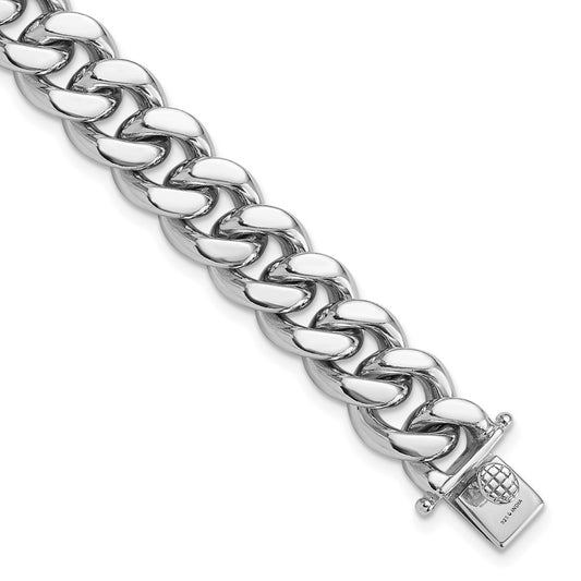 Sterling Silver Rhodium-plated Curb Link Men's 8.5in Bracelet QG6233-8.5