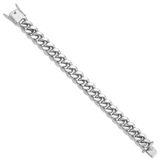 Sterling Silver Rhodium-plated Curb Link Men's 8.5in Bracelet QG6234-8.5