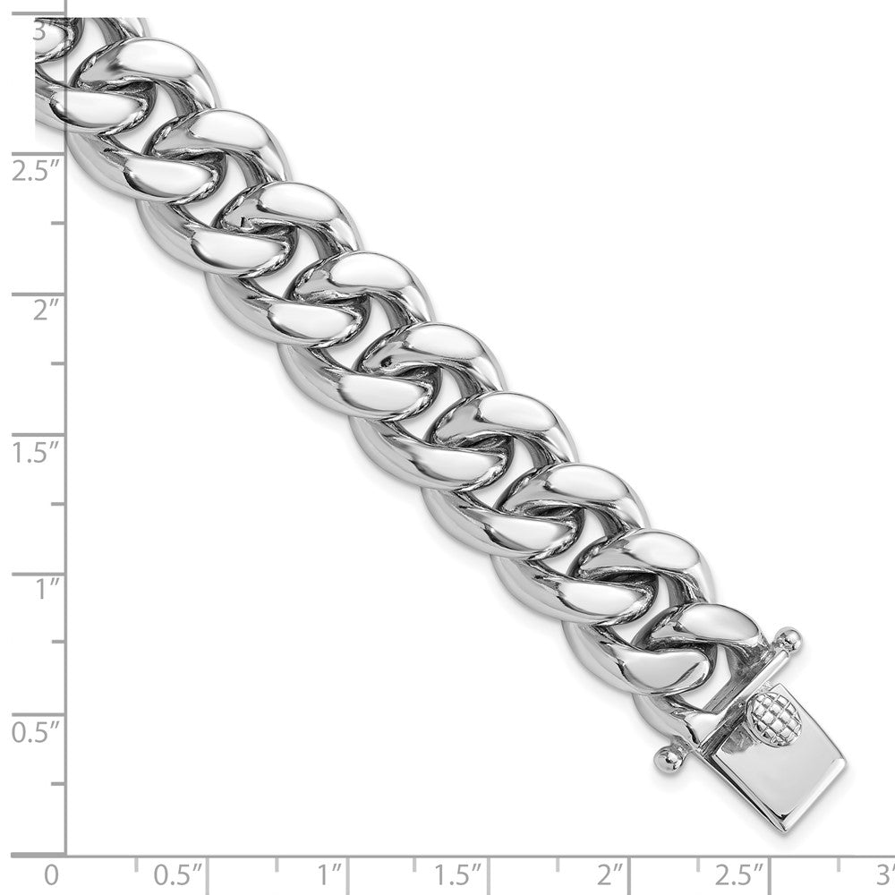 Sterling Silver Rhodium-plated Curb Link Men's 8.5in Bracelet QG6234-8.5