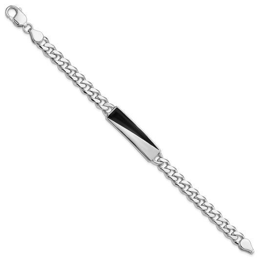 Sterling Silver Rhodium-plated Enameled Bar Men's 8in Bracelet QG6236-8