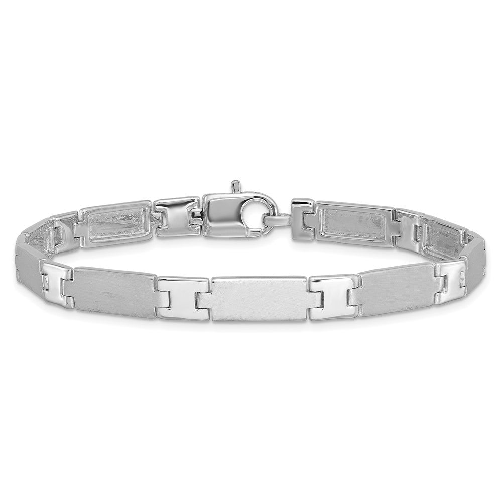 Sterling Silver Rhodium-plated Polished/Brushed Men's 8.5in Bracelet QG6239-8.5