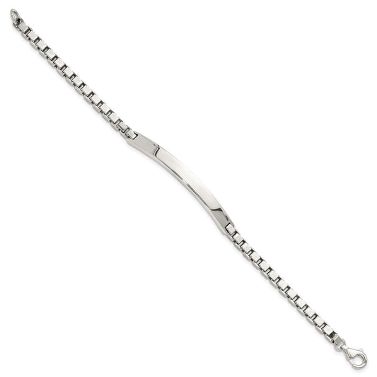Sterling Silver Polished Box Chain ID Bracelet QG6241-7