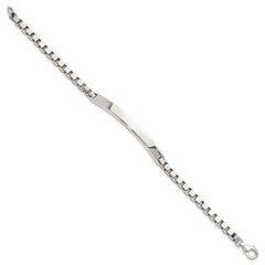 Sterling Silver Polished Box Chain ID Bracelet QG6241-7