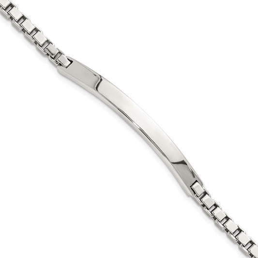 Sterling Silver Polished Box Chain ID Bracelet QG6241-7