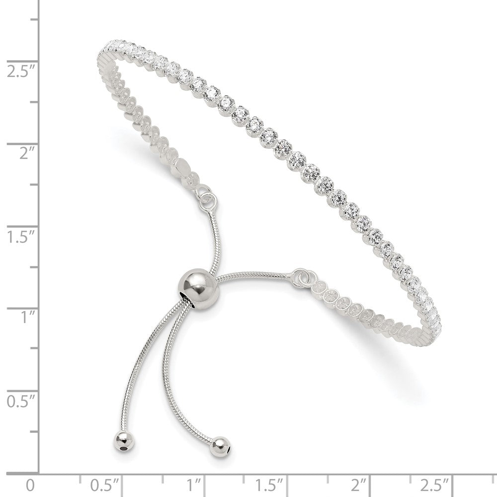 Sterling Silver Polished CZ Adjustable Bracelet QG6244