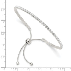 Sterling Silver Polished CZ Adjustable Bracelet QG6244