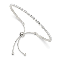 Sterling Silver Polished CZ Adjustable Bracelet QG6244