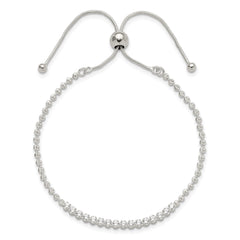 Sterling Silver Polished D/C with CZ Adjustable Bracelet QG6245