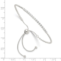 Sterling Silver Polished D/C with CZ Adjustable Bracelet QG6245