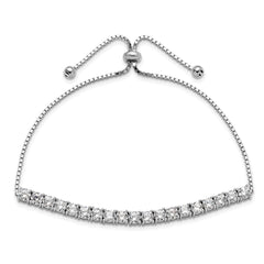 Sterling Silver Rhodium-plated Polished CZ Adjustable Tennis Bracelet QG6248