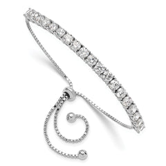 Sterling Silver Rhodium-plated Polished CZ Adjustable Tennis Bracelet QG6248