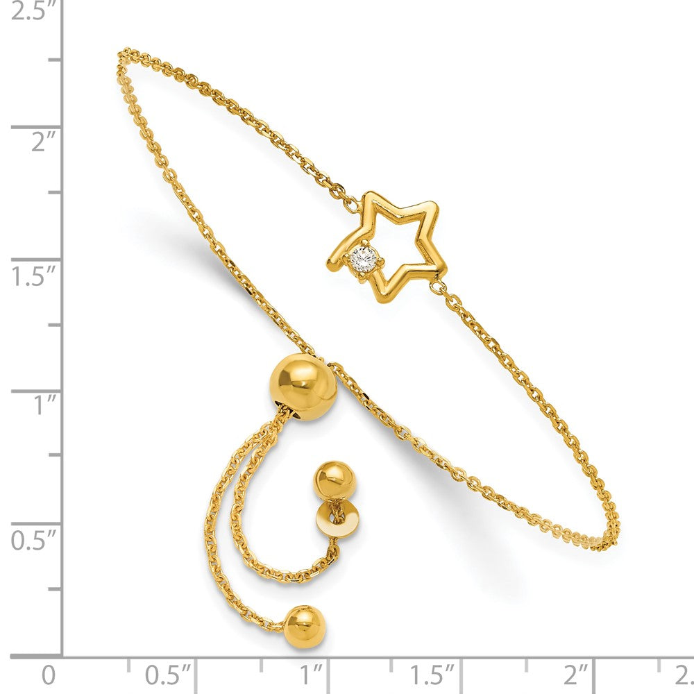 Sterling Silver Gold-plated Open Star with CZ Adjustable Bracelet QG6249GP