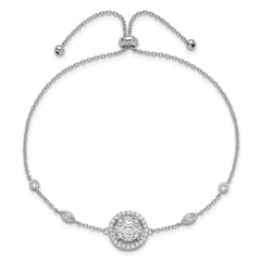 Sterling Silver Rhodium-plated CZ Adjustable Bracelet QG6256