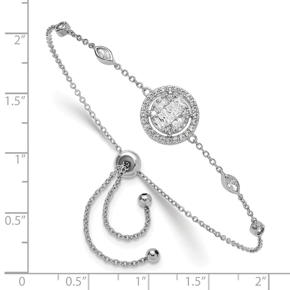Sterling Silver Rhodium-plated CZ Adjustable Bracelet QG6256