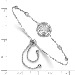 Sterling Silver Rhodium-plated CZ Adjustable Bracelet QG6256