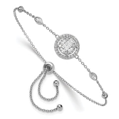 Sterling Silver Rhodium-plated CZ Adjustable Bracelet QG6256