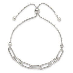 Sterling Silver Polished Paperclip Link Adjustable Bracelet QG6257