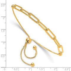 Sterling Silver Gold-tone Polished Paperclip Link Adjustable Bracelet QG6257GP