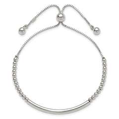 Sterling Silver Polished Bar Beaded Adjustable Bracelet QG6263