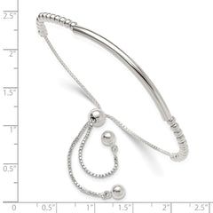 Sterling Silver Polished Bar Beaded Adjustable Bracelet QG6263