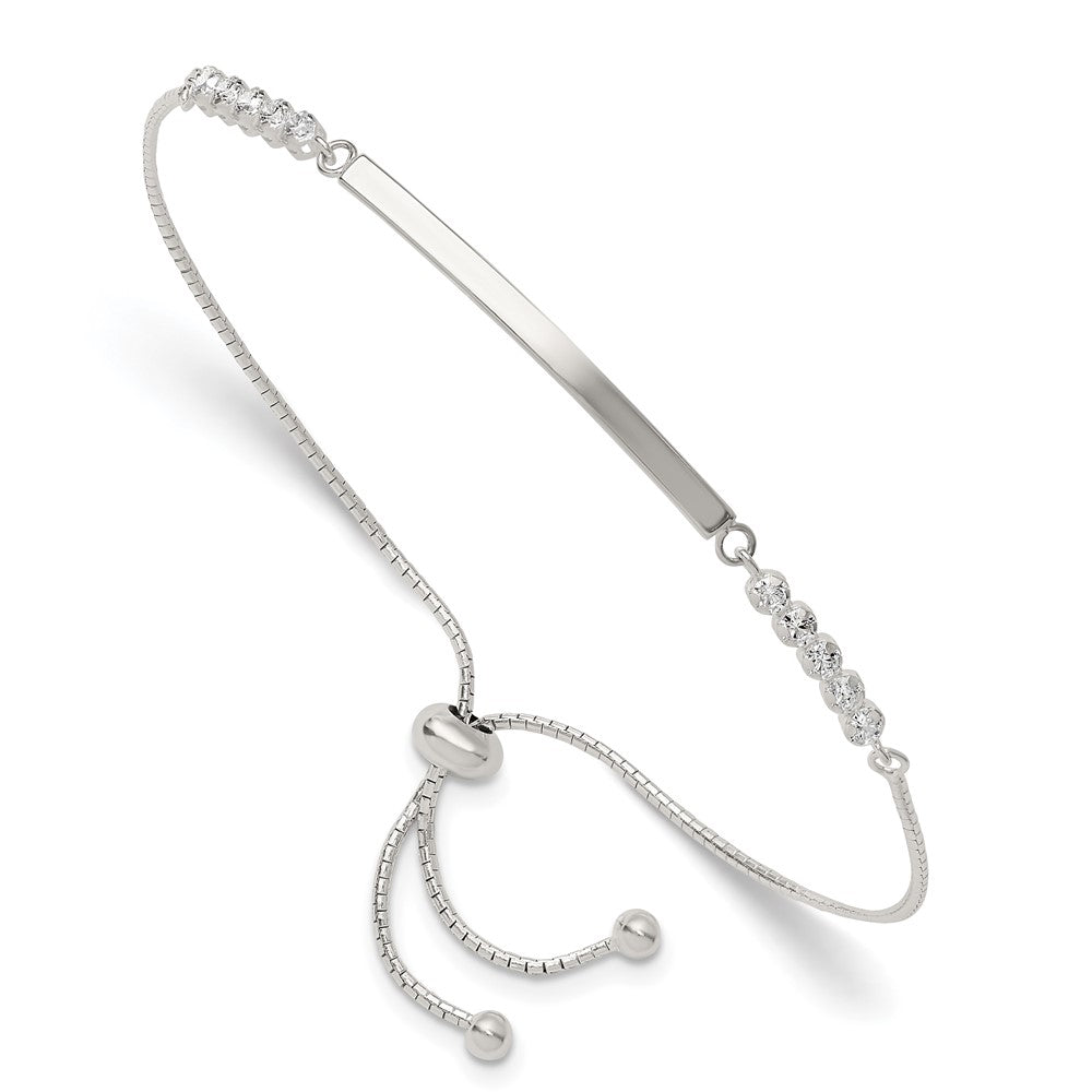 Sterling Silver with CZ Adjustable ID Bracelet QG6264