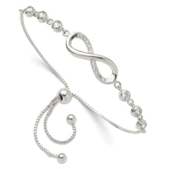 Sterling Silver Polished CZ Infinity Adjustable Bracelet QG6268