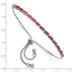 Sterling Silver Rhodium-plated Enameled Hearts Adjustable Bracelet QG6272