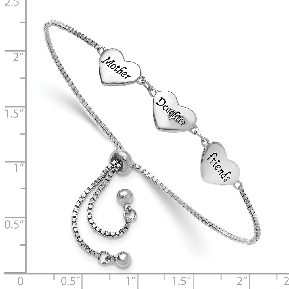 Sterling Silver RH-plated Enamel MOTHER/DAUGHTER/FRIENDS Bracelet QG6274
