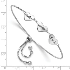 Sterling Silver RH-plated Enamel MOTHER/DAUGHTER/FRIENDS Bracelet QG6274