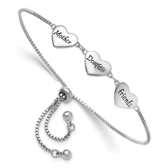 Sterling Silver RH-plated Enamel MOTHER/DAUGHTER/FRIENDS Bracelet QG6274