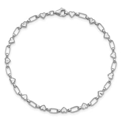Sterling Silver Rhodium-plated Heart 7.5in Bracelet QG6281-7.5