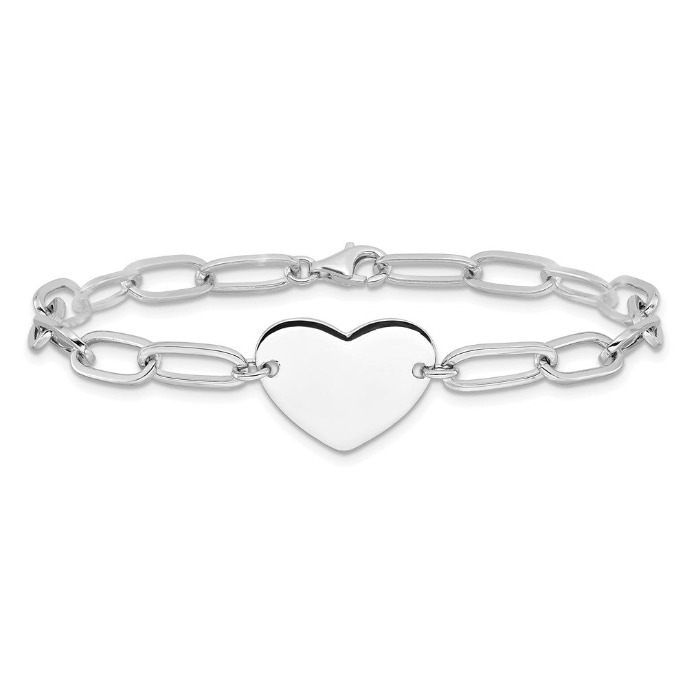 Sterling Silver Rhodium-plated Heart Open Link 7.25in Bracelet QG6358-7.25
